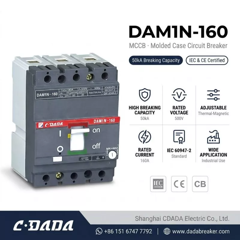 CDADA உயர்-திறன் DAM1N-160 160A MCCB சர்க்யூட் பிரேக்கரை வெளியிடுகிறது